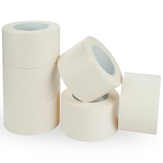 Masking Tape 3 Inch, 6 Packs White Masking Tape, 3 Inches X 55 Yards Each Roll, 330 Yards Total. for General Purpose, Such Like Draft, Label, Mask, etc.