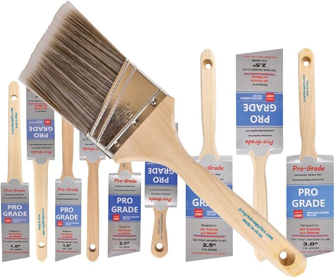 10 Pack Pro-Grade Premium Wall/Trim House Paint Brush Set Great for Professional Painter and Home Owners Painting Brushes for Cabinet Decks Fences Interior Exterior & Commercial Paintbrush.